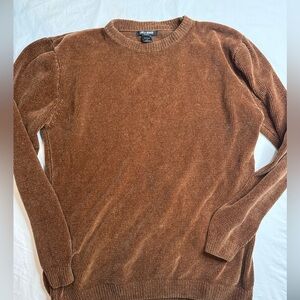 Love & Whimsy Sweater Crew Neck Brown Color Velvet Knit Women’s XL A040625